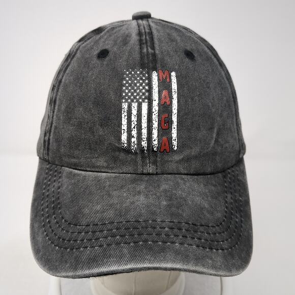 Maga American Flag Slideback Baseball Cap Gray One Size Vented Holes Patriotic - Picture 2 of 8